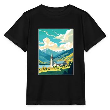 San Martin De Los Andes Vintage voyage affiche WPA - T-shirt bio MINI CREATOR Stanley/Stella Enfant - noir - Devant - Mikhail (115cm)