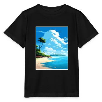 Tortuga Island Costa Rica Vintage Travel Poster - Stanley/Stella MINI CREATOR Kids’ T-Shirt - black - Front - Mikhail (115cm)