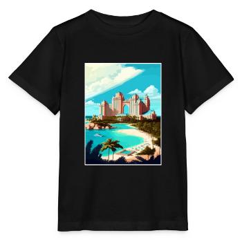 Atlantis Paradise Caraïbes Vintage Affiche de voyage - T-shirt bio MINI CREATOR Stanley/Stella Enfant - noir - Devant - Mikhail (115cm)