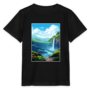 La Fortuna Wasserfall Vintage Reiseposter WPA Kunst - Stanley/Stella Kinder T-Shirt MINI CREATOR  - Schwarz - Vorne - Mikhail (115cm)