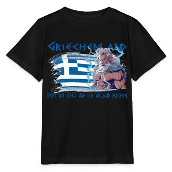 Griechenland wo Zeus und ich Urlaub machen - Stanley/Stella Kinder T-Shirt MINI CREATOR  - Schwarz - Vorne - Mikhail (115cm)