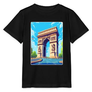 Arc De Triomphe Paris Frankreich Vintage Reiseposter - Stanley/Stella Kinder T-Shirt MINI CREATOR  - Schwarz - Vorne - Mikhail (115cm)