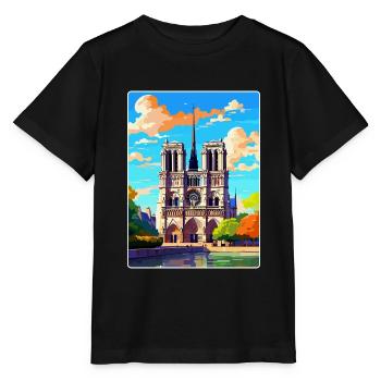 Notre Dame Frankreich Vintage Reiseplakat Souvenir - Stanley/Stella Kinder T-Shirt MINI CREATOR  - Schwarz - Vorne - Mikhail (115cm)