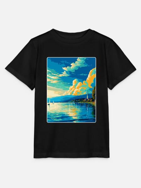 Lac de Constance Allemagne Autriche Suisse Affiche - T-shirt bio MINI CREATOR Stanley/Stella Enfant - noir