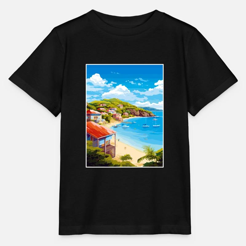 Antigua-et-Barbuda Affiche de voyage dans les Caraïbes - T-shirt bio MINI CREATOR Stanley/Stella Enfant - noir