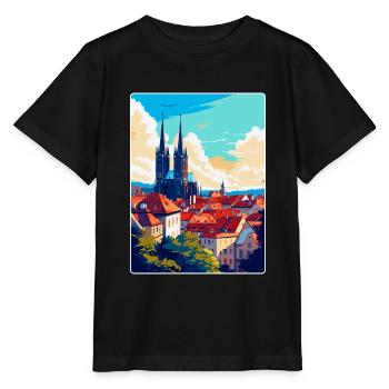 Brünn Tschechische Republik Vintage Reiseplakat Souvenir - Stanley/Stella Kinder T-Shirt MINI CREATOR  - Schwarz - Vorne - Mikhail (115cm)