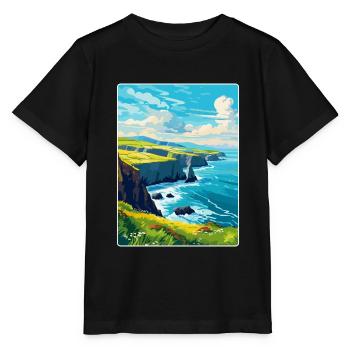 Péninsule de Dingle Irlande Royaume-Uni Affiche de voyage vintage - T-shirt bio MINI CREATOR Stanley/Stella Enfant - noir - Devant - Mikhail (115cm)