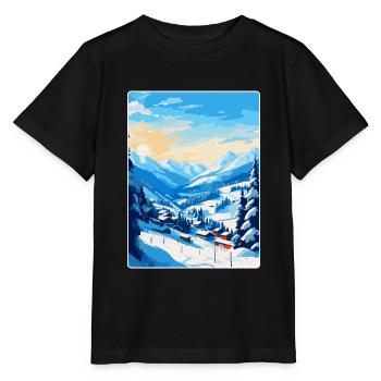 Saalbach Autriche Affiche de voyage vintage souvenir - T-shirt bio MINI CREATOR Stanley/Stella Enfant - noir - Devant - Mikhail (115cm)