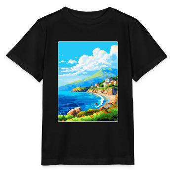 Péninsule de Mani Grèce Affiche de voyage vintage WPA - T-shirt bio MINI CREATOR Stanley/Stella Enfant - noir - Devant - Mikhail (115cm)