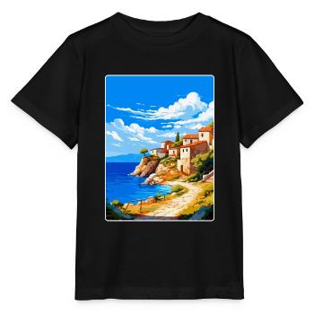 Péninsule de Mani Grèce Affiche de voyage vintage WPA - T-shirt bio MINI CREATOR Stanley/Stella Enfant - noir - Devant - Mikhail (115cm)