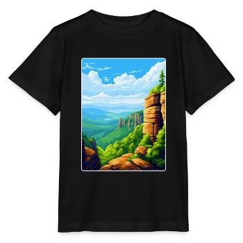 Montagne de grès de l’Elbe Allemagne Affiche de voyage WPA - T-shirt bio MINI CREATOR Stanley/Stella Enfant - noir - Devant - Mikhail (115cm)