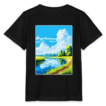 Donau Auen Deutschland Vintage Reiseplakat Souvenir - Stanley/Stella Kinder T-Shirt MINI CREATOR  - Schwarz - Vorne - Mikhail (115cm)