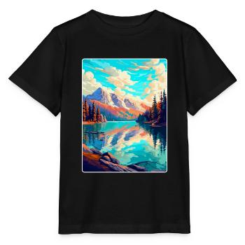 Caumasee Schweiz Vintage Reiseposter WPA Art - Stanley/Stella Kinder T-Shirt MINI CREATOR  - Schwarz - Vorne - Mikhail (115cm)