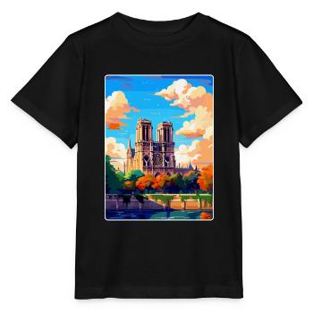 Notre Dame Frankreich Vintage Reiseplakat Souvenir - Stanley/Stella Kinder T-Shirt MINI CREATOR  - Schwarz - Vorne - Mikhail (115cm)