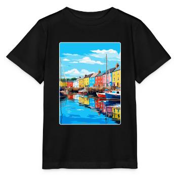 Plymouth England Uk Vintage Travel Poster Souvenir - Stanley/Stella MINI CREATOR Kids’ T-Shirt - black - Front - Mikhail (115cm)