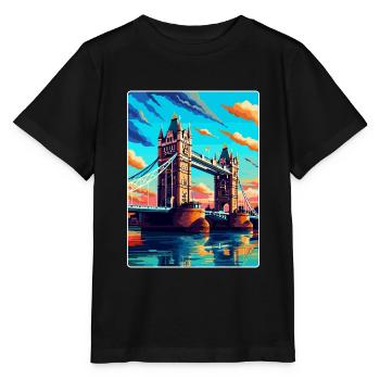 Tower Bridge Angleterre Royaume-Uni Affiche de voyage vintage WPA - T-shirt bio MINI CREATOR Stanley/Stella Enfant - noir - Devant - Mikhail (115cm)