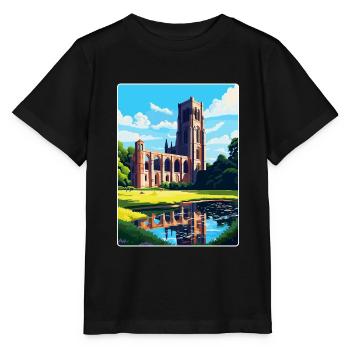 Fountains Abbey North Yorkshire Travel Poster WPA - Stanley/Stella MINI CREATOR Kids’ T-Shirt - black - Front - Mikhail (115cm)