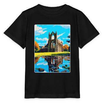 Bolton Abbey England Uk Travel Poster Souvenir WPA - Stanley/Stella MINI CREATOR Kids’ T-Shirt - black - Front - Mikhail (115cm)