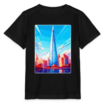 The Shard England Uk Reiseposter Souvenir WPA - Stanley/Stella Kinder T-Shirt MINI CREATOR  - Schwarz - Vorne - Mikhail (115cm)