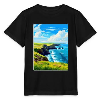 Péninsule de lézard, Cornouailles, Angleterre, Royaume-Uni, Affiche de voyage - T-shirt bio MINI CREATOR Stanley/Stella Enfant - noir - Devant - Mikhail (115cm)