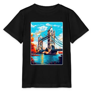 Tower Bridge Angleterre Royaume-Uni Affiche de voyage Souvenir WPA - T-shirt bio MINI CREATOR Stanley/Stella Enfant - noir - Devant - Mikhail (115cm)