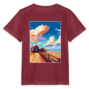 Burnham On Sea England Uk Reise Poster Souvenir - Stanley/Stella Kinder T-Shirt MINI CREATOR  - Burgunderrot - Vorne - Kain (125cm)