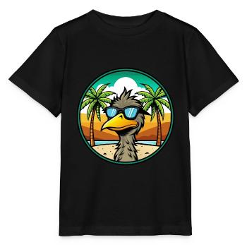 Emu Lustige Cartoon Sommer Strand Sonnenbrille Aufkleber - Stanley/Stella Kinder T-Shirt MINI CREATOR  - Schwarz - Vorne - Mikhail (115cm)