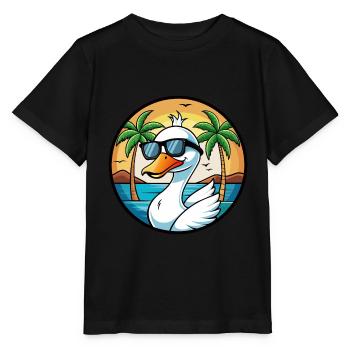 Cygne Drôle Dessin Animé Plage D’été Lunettes De Soleil Autocollant - T-shirt bio MINI CREATOR Stanley/Stella Enfant - noir - Devant - Mikhail (115cm)