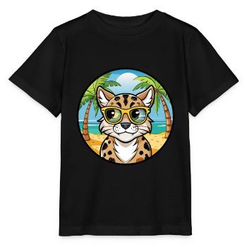 Brume tachetée australienne Race de chat Cartoon Beach - T-shirt bio MINI CREATOR Stanley/Stella Enfant - noir - Devant - Mikhail (115cm)