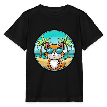 Hantilly Tiffany Race Chat Dessin Animé Lunettes de Soleil Plage - T-shirt bio MINI CREATOR Stanley/Stella Enfant - noir - Devant - Mikhail (115cm)