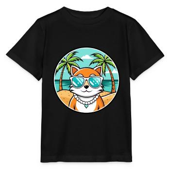 Hantilly Tiffany Race Chat Dessin Animé Lunettes de Soleil Plage - T-shirt bio MINI CREATOR Stanley/Stella Enfant - noir - Devant - Mikhail (115cm)