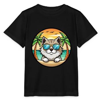 Himalaya-Katzenrasse Cartoon-Sonnenbrille Strand - Stanley/Stella Kinder T-Shirt MINI CREATOR  - Schwarz - Vorne - Mikhail (115cm)