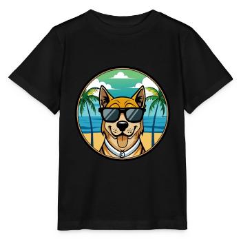 Cao De Castro Laboreiro Race De Chien Dessin Animé Plage - T-shirt bio MINI CREATOR Stanley/Stella Enfant - noir - Devant - Mikhail (115cm)
