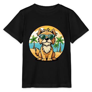 Briquet Griffon Vendeen Race de chien Cartoon Beach - T-shirt bio MINI CREATOR Stanley/Stella Enfant - noir - Devant - Mikhail (115cm)