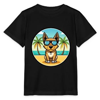 Lancashire Heeler Dog Breed Cartoon Sunglass Beach - Stanley/Stella MINI CREATOR Kids’ T-Shirt - black - Front - Mikhail (115cm)