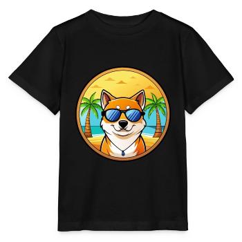 Shih Poo Chien Race Dessin Animé Lunettes De Soleil Plage - T-shirt bio MINI CREATOR Stanley/Stella Enfant - noir - Devant - Mikhail (115cm)