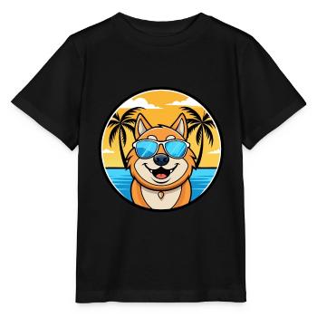 South Russian Ovcharka Dog Breed Cartoon Beach - Stanley/Stella MINI CREATOR Kids’ T-Shirt - black - Front - Mikhail (115cm)