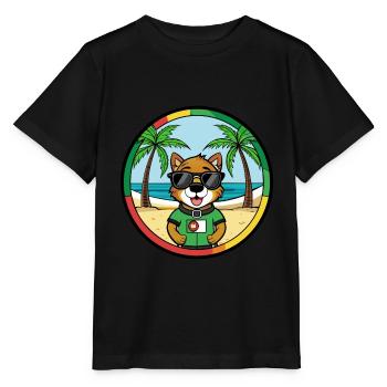 Portuguese Watchdog Breed Cartoon Sunglasses Beach - Stanley/Stella MINI CREATOR Kids’ T-Shirt - black - Front - Mikhail (115cm)