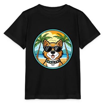 Cao De Castro Laboreiro Race De Chien Dessin Animé Plage - T-shirt bio MINI CREATOR Stanley/Stella Enfant - noir - Devant - Mikhail (115cm)