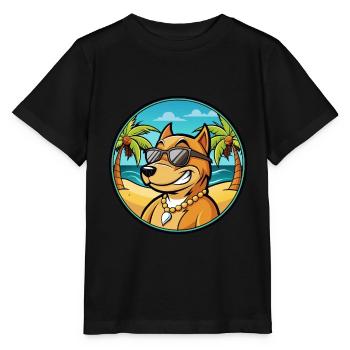Cordoue Chien De Combat Race Dessin Animé Lunettes De Soleil Plage - T-shirt bio MINI CREATOR Stanley/Stella Enfant - noir - Devant - Mikhail (115cm)