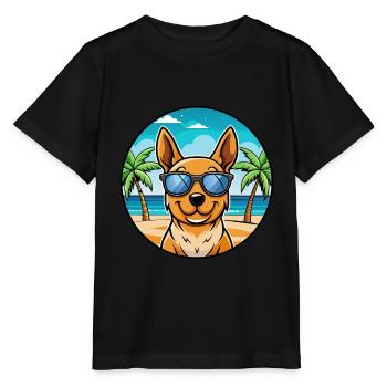 Lancashire Heeler Hunderasse Cartoon Sonnenbrille Strand - Stanley/Stella Kinder T-Shirt MINI CREATOR  - Schwarz - Vorne - Mikhail (115cm)
