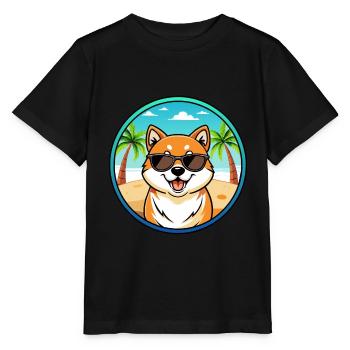 Shih Poo Chien Race Dessin Animé Lunettes De Soleil Plage - T-shirt bio MINI CREATOR Stanley/Stella Enfant - noir - Devant - Mikhail (115cm)