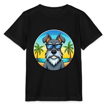 Standard Schnauzer Hunderasse Cartoon Sonnenbrille - Stanley/Stella Kinder T-Shirt MINI CREATOR  - Schwarz - Vorne - Mikhail (115cm)