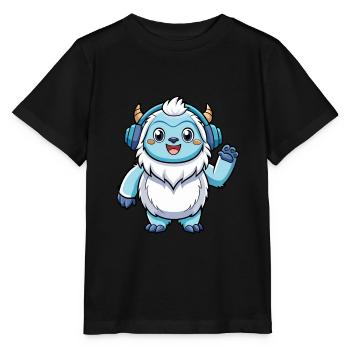Yeti Lustige Zeichentrickfigur Kopfhörer Musik - Stanley/Stella Kinder T-Shirt MINI CREATOR  - Schwarz - Vorne - Mikhail (115cm)