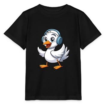Cygne Drôle Personnage De Dessin Animé Casque Musique - T-shirt bio MINI CREATOR Stanley/Stella Enfant - noir - Devant - Mikhail (115cm)