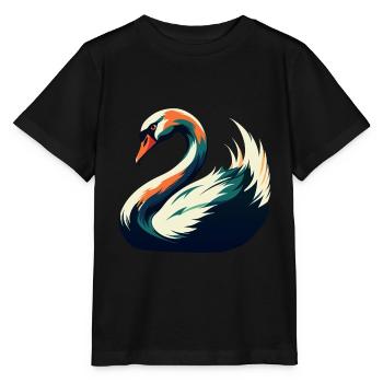 cygne dessin animé personnage animal de compagnie coloré - T-shirt bio MINI CREATOR Stanley/Stella Enfant - noir - Devant - Mikhail (115cm)