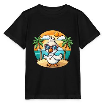 Lunettes de soleil de plage d’été de dessin animé drôle de cygne - T-shirt bio MINI CREATOR Stanley/Stella Enfant - noir - Devant - Mikhail (115cm)