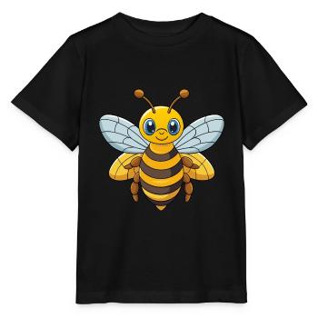 Biene Niedliche Maskottchen Zeichentrickfigur Kawaii - Stanley/Stella Kinder T-Shirt MINI CREATOR  - Schwarz - Vorne - Mikhail (115cm)
