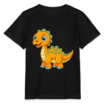 Dinosaure Mignon Mascotte Personnage De Dessin Animé Kawaii - T-shirt bio MINI CREATOR Stanley/Stella Enfant - noir - Devant - Mikhail (115cm)