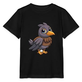 Krähe Niedliche Maskottchen Zeichentrickfigur Kawaii - Stanley/Stella Kinder T-Shirt MINI CREATOR  - Schwarz - Vorne - Mikhail (115cm)